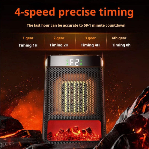 E03 Desktop PTC Heater Dynamic Flame Light Warmer EU Plug