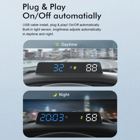 Head-up Display USB Powered High-definition Vehicle Code Altitude Meter(All White)