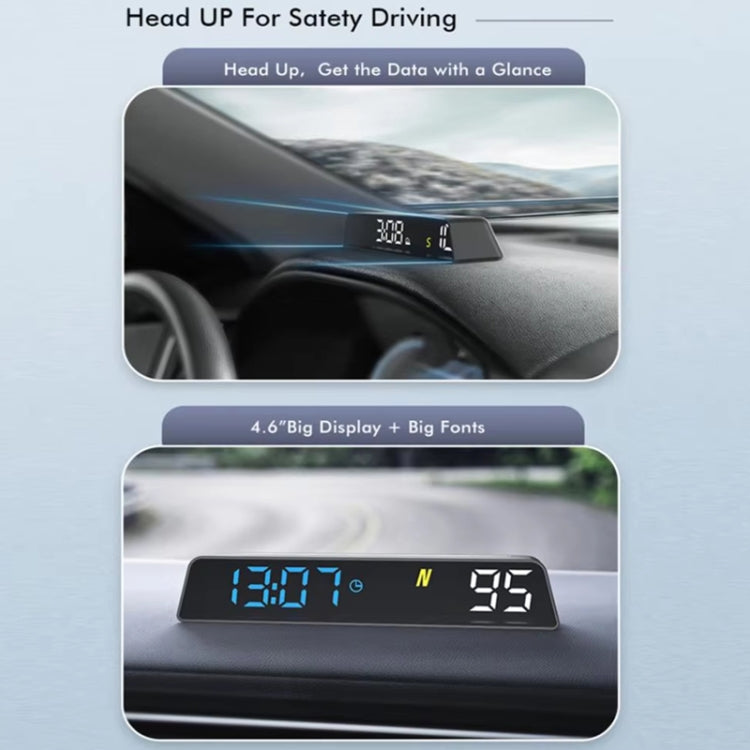 Head-up Display USB Powered High-definition Vehicle Code Altitude Meter(All White)