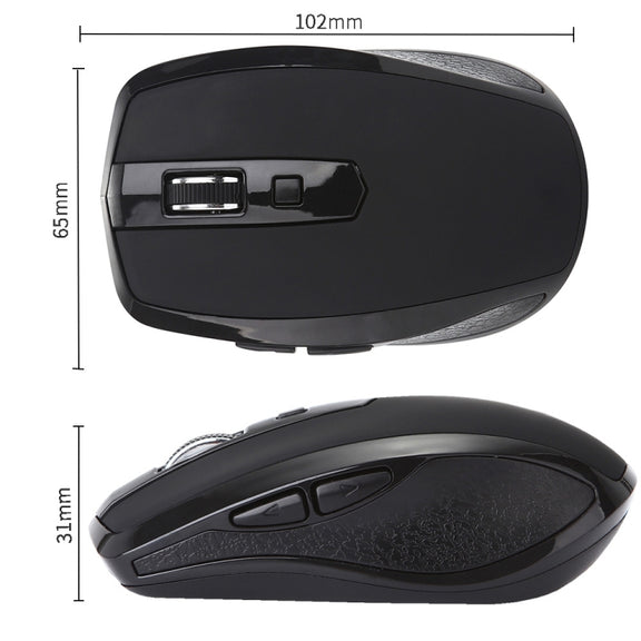 6-Keys Type-C/USB-C Laptop Office Game Silent Wireless Mouse(Black)