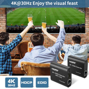 HDMI To RJ45 120m Single Network Cable 4K HD Network Extender, Receiver+Transmitter EU Plug(Black)