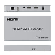 KVM 200m HDMI IP Extender RJ45 Network Cable Video Extender, Transmitter+Receiver, US Plug