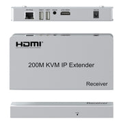 KVM 200m HDMI IP Extender RJ45 Network Cable Video Extender, Transmitter+Receiver, US Plug