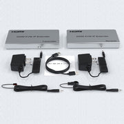 KVM 200m HDMI IP Extender RJ45 Network Cable Video Extender, Transmitter+Receiver, US Plug