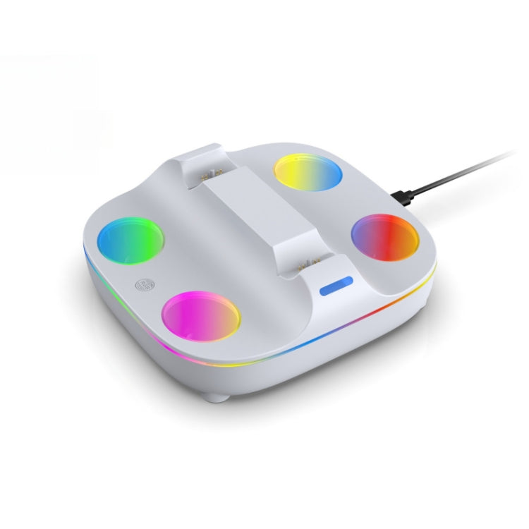 For PS5 Controller Dual Charger Charging Stand Docking Station With RGB Ambient Light(White)