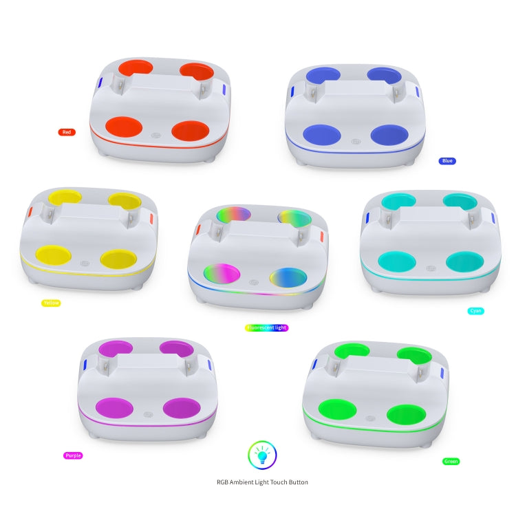 For PS5 Controller Dual Charger Charging Stand Docking Station With RGB Ambient Light(White)