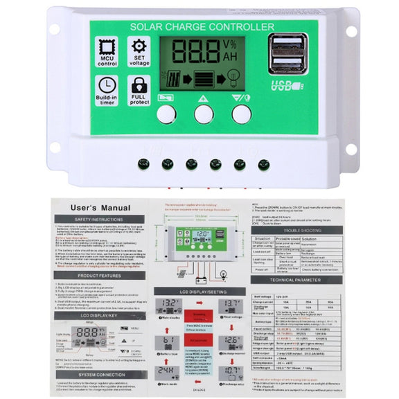 100A 12V PWM Solar Cell Panel Charger Controller Lithium-ion Lead-acid Battery Solar Controller