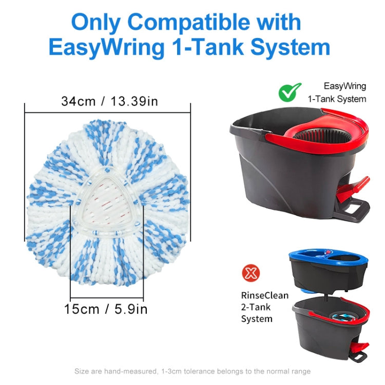 For Vileda / O-Cedar EasyWring Spin Mop Replacement Pad Microfiber Rag(Blue)