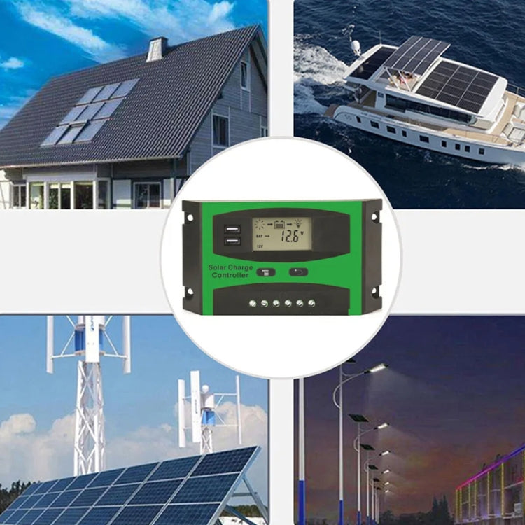 10A 12V/24V Solar Charge And Discharge Controller Dual USB Port LCD Solar Cells Panel Charge Regulator
