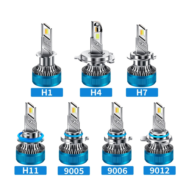 50W Three-color LED Double Copper Tube Aluminum Alloy Headlight, Bulb: H4