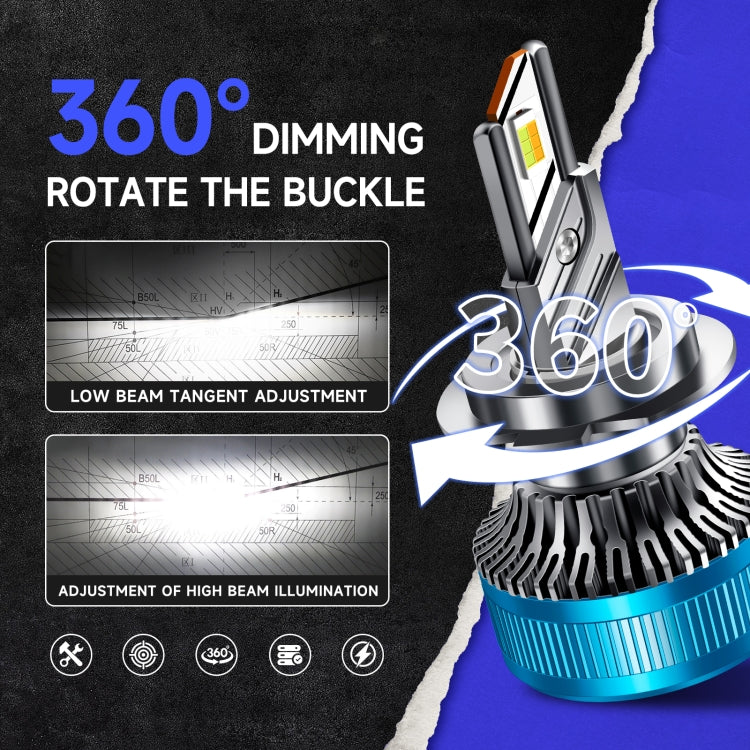 50W Three-color LED Double Copper Tube Aluminum Alloy Headlight, Bulb: 9006