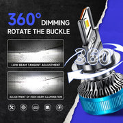 50W Three-color LED Double Copper Tube Aluminum Alloy Headlight, Bulb: H7