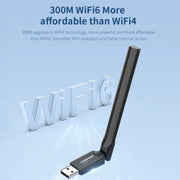 COMFAST CF-940F  300Mbps WiFi6 USB Adapter 2.4GHz WiFi Antena Wireless Network Card