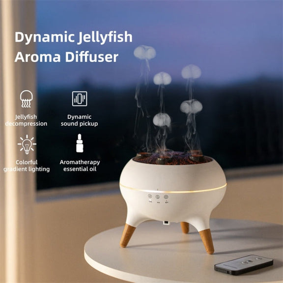 Dynamic Multi-Spray Aromatherapy Diffuser With Colorful Lights Remote Control Humidifier UK Plug(V80 Spit Circle Upgrade Model)