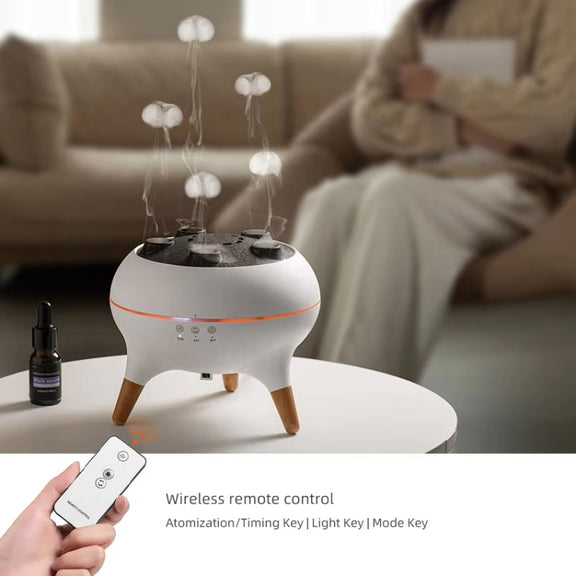 Dynamic Multi-Spray Aromatherapy Diffuser With Colorful Lights Remote Control Humidifier UK Plug(V80 Spit Circle Upgrade Model)