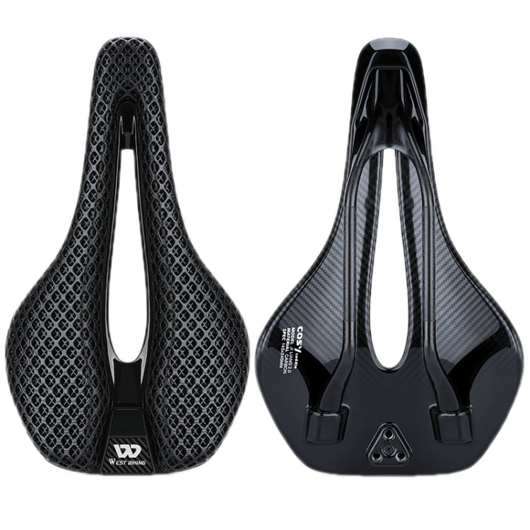 WEST BIKING Road Bicycle Carbon Fiber Ultralight Breathable Seat(Black)