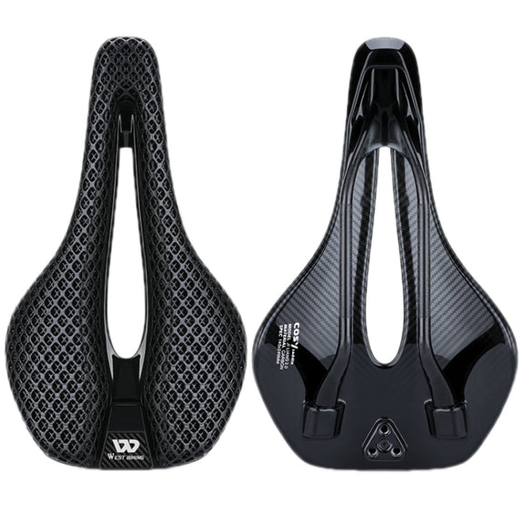 WEST BIKING Road Bicycle Carbon Fiber Ultralight Breathable Seat(Black)