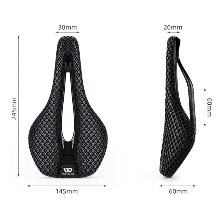 WEST BIKING Road Bicycle Carbon Fiber Ultralight Breathable Seat(Black)