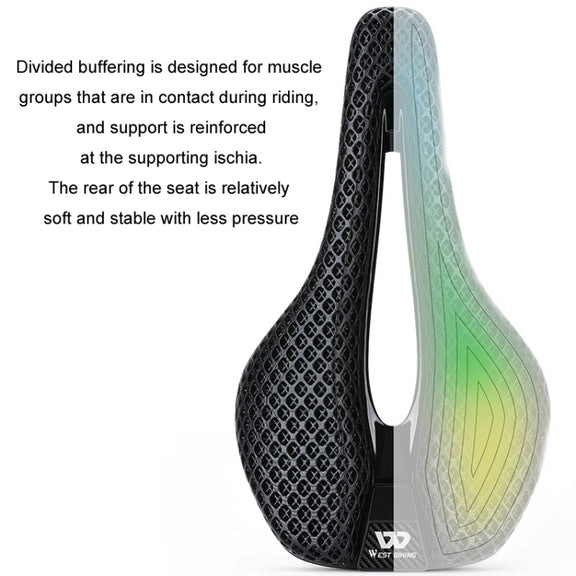WEST BIKING Road Bicycle Carbon Fiber Ultralight Breathable Seat(Black)