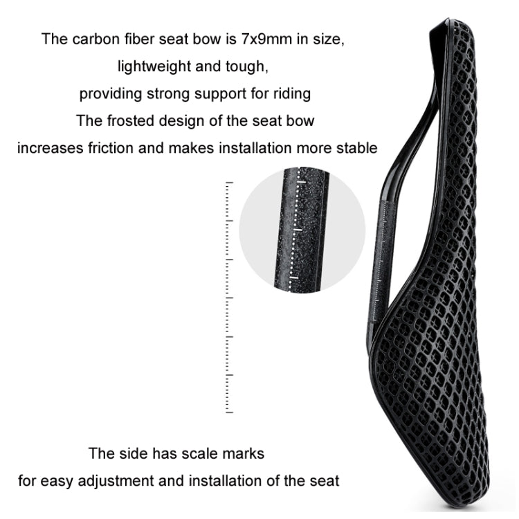 WEST BIKING Road Bicycle Carbon Fiber Ultralight Breathable Seat(Black)