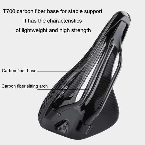 WEST BIKING Road Bicycle Carbon Fiber Ultralight Breathable Seat(Black)