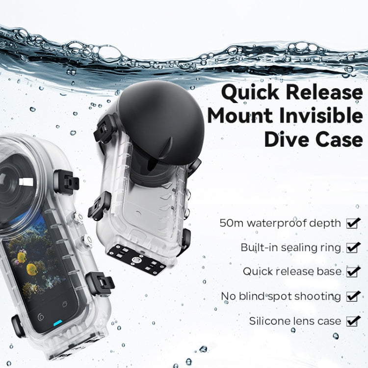 For Insta360 X4 aMagisn 50m Depth Water-resistant Protective Case Quick Release Invisible Diving Cover