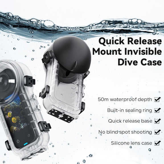 For Insta360 X4 aMagisn 50m Depth Water-resistant Protective Case Quick Release Invisible Diving Cover