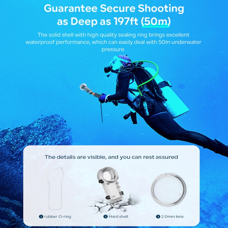 For Insta360 X4 aMagisn 50m Depth Water-resistant Protective Case Quick Release Invisible Diving Cover