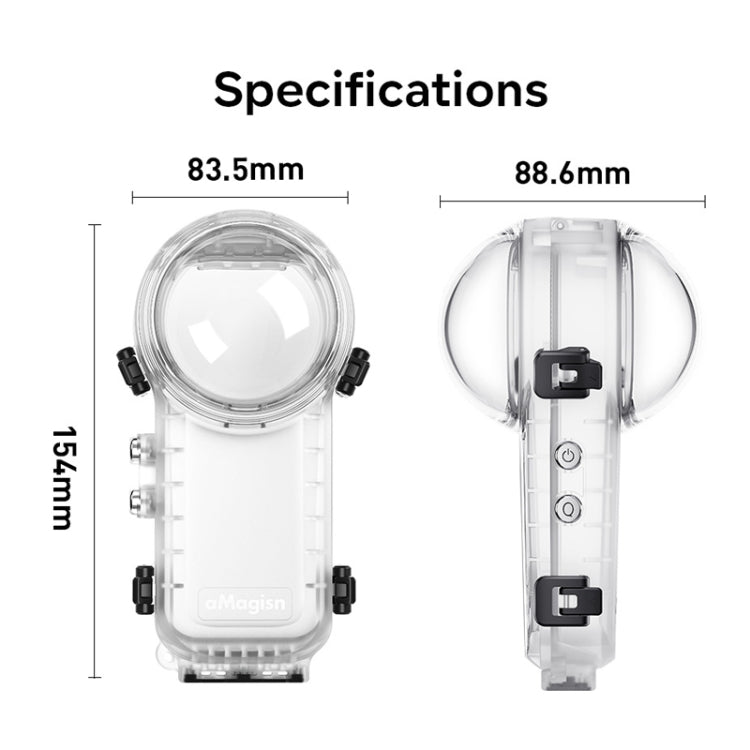 For Insta360 X4 aMagisn 50m Depth Water-resistant Protective Case Quick Release Invisible Diving Cover