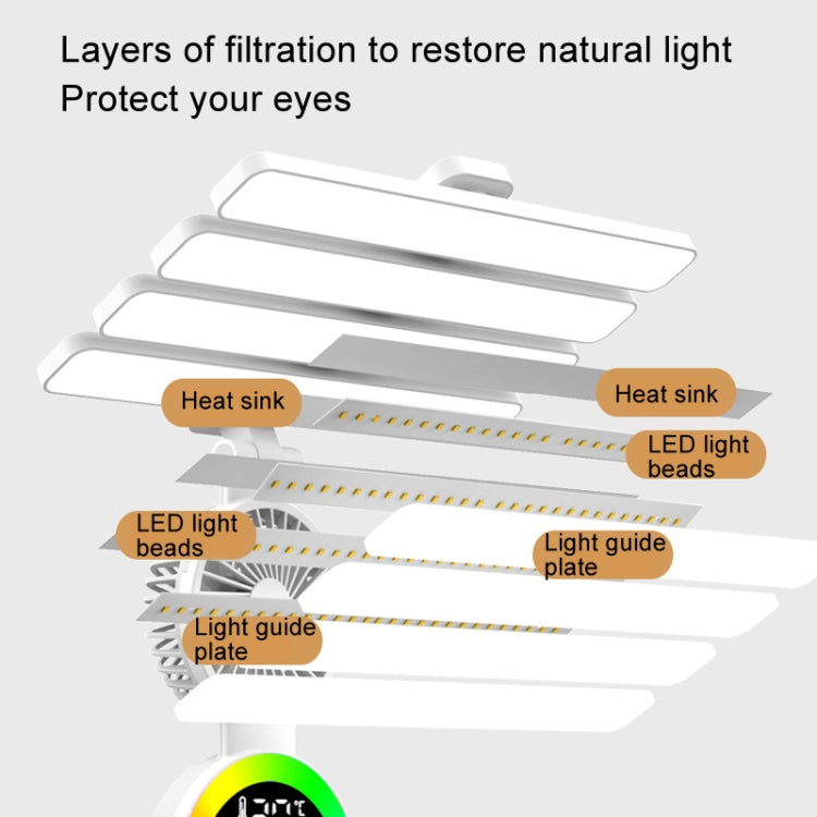 4 Heads Horizontal LED Eye-Care Table Lamp Children Study Desktop Reading Light With Pen Holder, Style: Clock Plug Power