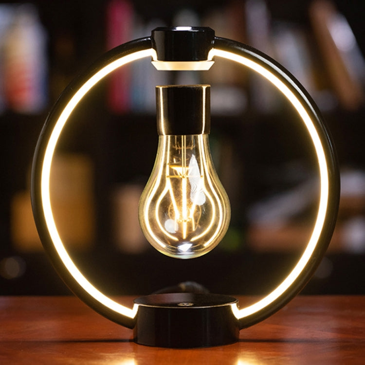 Magnetic Levitation Light Bulb Table Lamp Desktop Ambient Luminous Night Light, Specification: EU Plug(Black)
