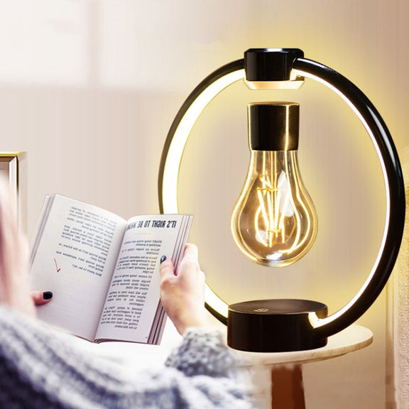 Magnetic Levitation Light Bulb Table Lamp Desktop Ambient Luminous Night Light, Specification: EU Plug(Black)