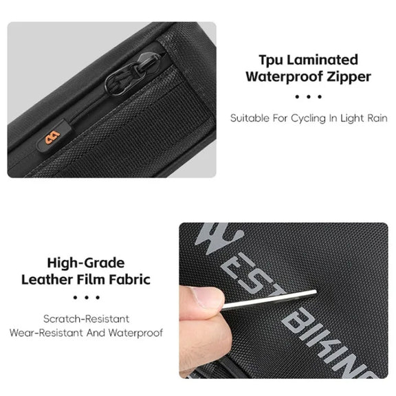 WEST BIKING Bicycle Crossbar Triangle Bag Cycling Equipment Tool Bag(Black)