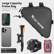 WEST BIKING Bicycle Crossbar Triangle Bag Cycling Equipment Tool Bag(Black)