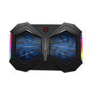 YL-017 2-Fans RGB Lighting Effect Silent Adjustable Speed Laptop Cooling Stand(Black)