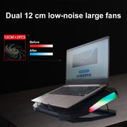 YL-017 2-Fans RGB Lighting Effect Silent Adjustable Speed Laptop Cooling Stand(Black)