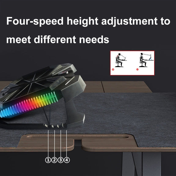 YL-017 2-Fans RGB Lighting Effect Silent Adjustable Speed Laptop Cooling Stand(Black)