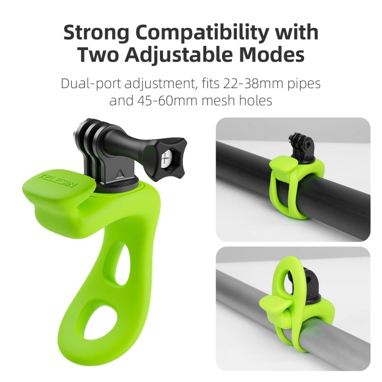 TELESIN Action Camera Mount Silicone Adjustable Mini Flexible Bracket For GoPro HERO / Insta360 / DJI Action Camera(Green)