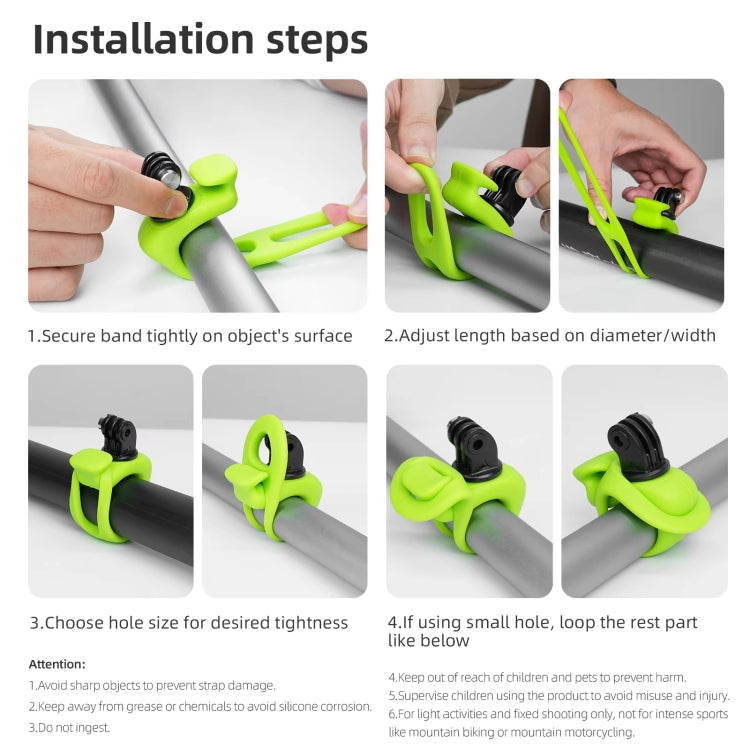 TELESIN Action Camera Mount Silicone Adjustable Mini Flexible Bracket For GoPro HERO / Insta360 / DJI Action Camera(Green)