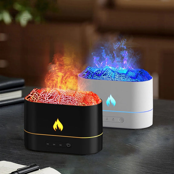HX853B USB Plug-In Colorful Flame Lighting Effect Aromatherapy Humidifier(White)