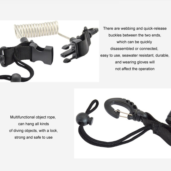Diving Camera TPU Spring Steel Wire Retractable Anti-lost Rope, Color: Transparent Black