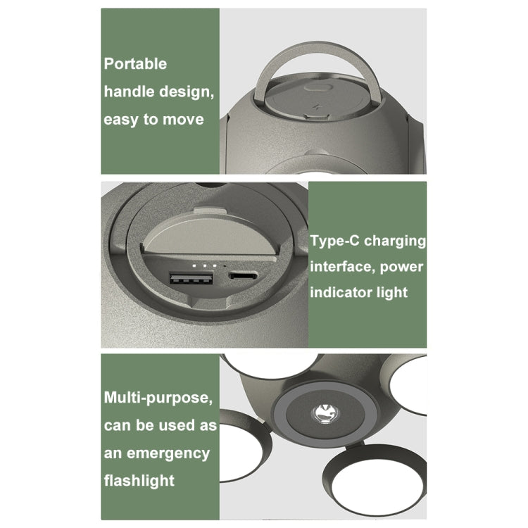 HX123 Handheld Folding Flashlight Camping Light Portable Outdoor Wireless Atmosphere Light(Gray)