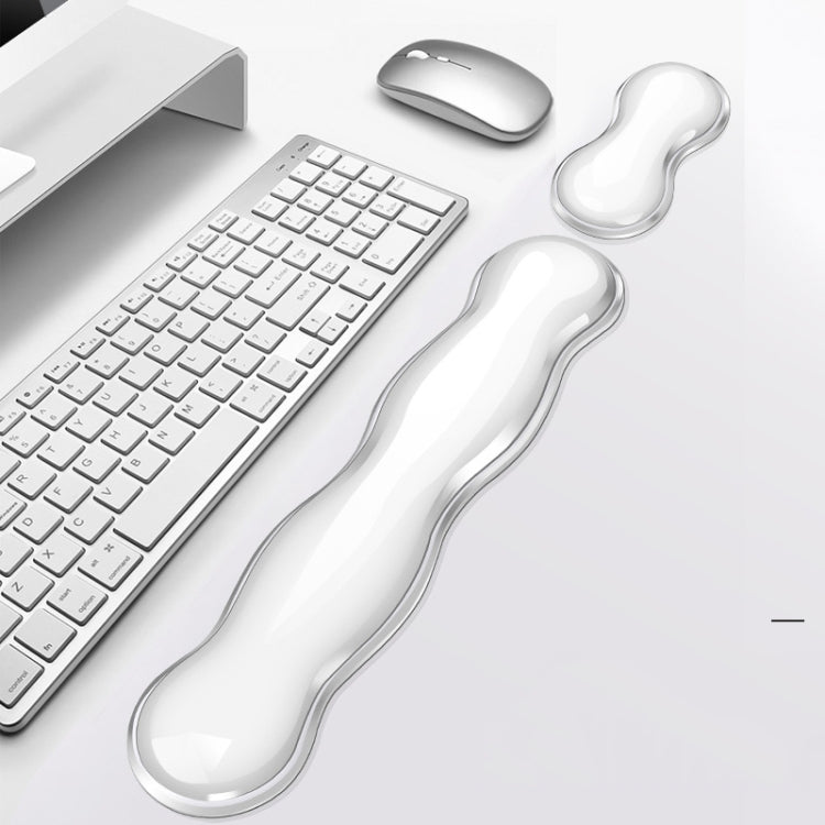 Cool Silicone Keyboard Wrist Rest Mouse Pad Relieve Wrist Fatigue, Spec: Large Transparent Gray