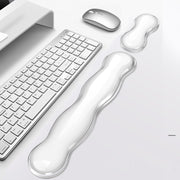 Cool Silicone Keyboard Wrist Rest Mouse Pad Relieve Wrist Fatigue, Spec: Large Transparent Gray
