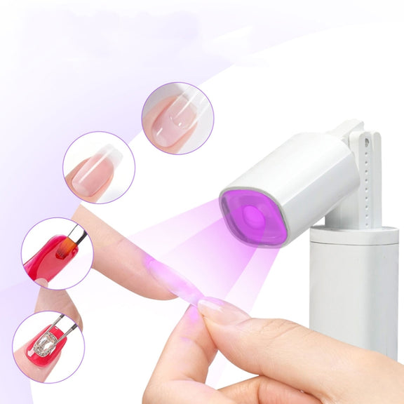 UV LED Nail Lamp Portable Retractable Nail Drying Light Mini Handheld Nail Dryer Lamp With Bracket(White)