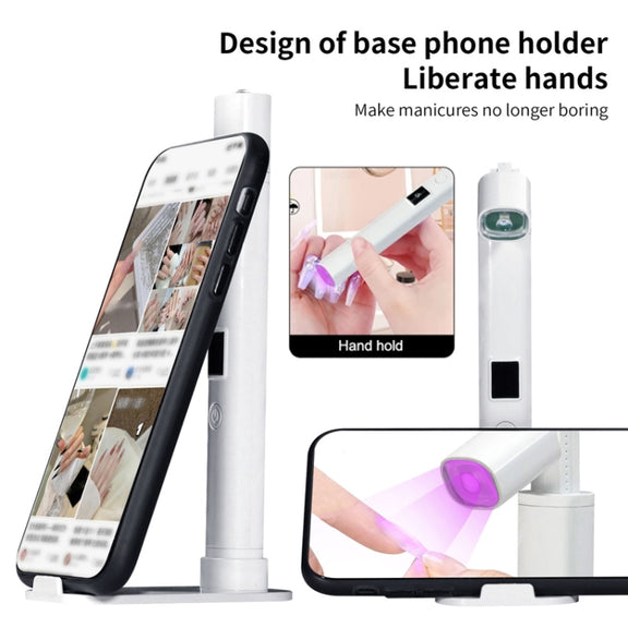 UV LED Nail Lamp Portable Retractable Nail Drying Light Mini Handheld Nail Dryer Lamp With Bracket(White)