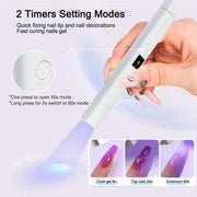 UV LED Nail Lamp Portable Retractable Nail Drying Light Mini Handheld Nail Dryer Lamp With Bracket(White)