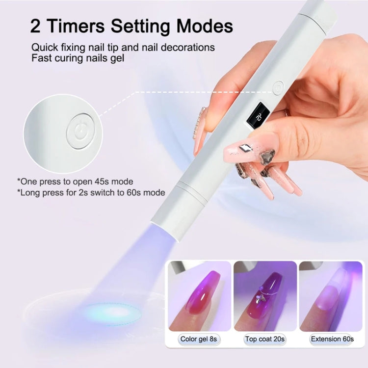 UV LED Nail Lamp Portable Retractable Nail Drying Light Mini Handheld Nail Dryer Lamp With Bracket(White)