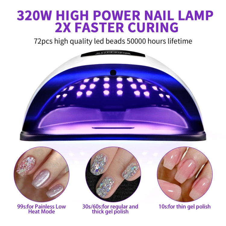 X19Max UV LED Nail Drying Lamp High Power 320W Quick Drying Nail Polish Gel Nail Dryer Light(EU Plug)
