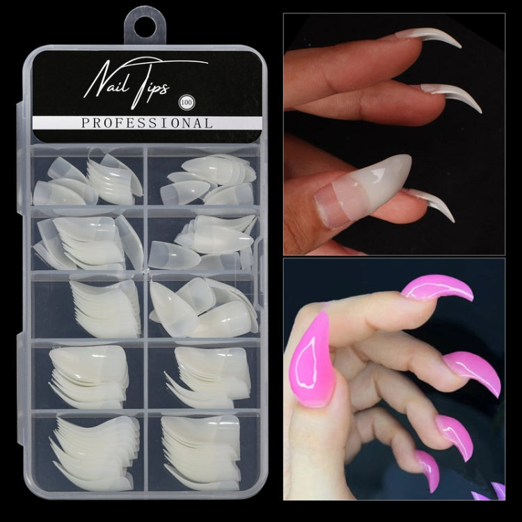 100pcs /Box Stiletto Nail Tips Halloween Style Stiletto False Eagle Claw Art Nails(Transparent)
